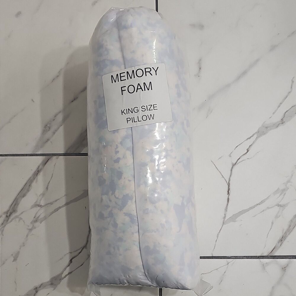 Memory Foam King Size Bed Pillow White Blue Abstract Rectangular Bedroom